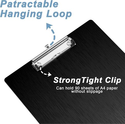 Hongri Aluminum Clipboard, Black Clip Board, Metal Construction Clipboards with Low Profile Metal Clip, 12.5 x 9 Inch Letter Size, Office Supply, Contractor Clipboard.(Black) in Saudi Arabia