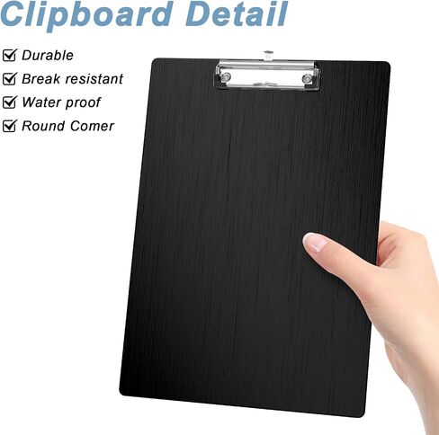 Hongri Aluminum Clipboard, Black Clip Board, Metal Construction Clipboards with Low Profile Metal Clip, 12.5 x 9 Inch Letter Size, Office Supply, Contractor Clipboard.(Black) in Saudi Arabia