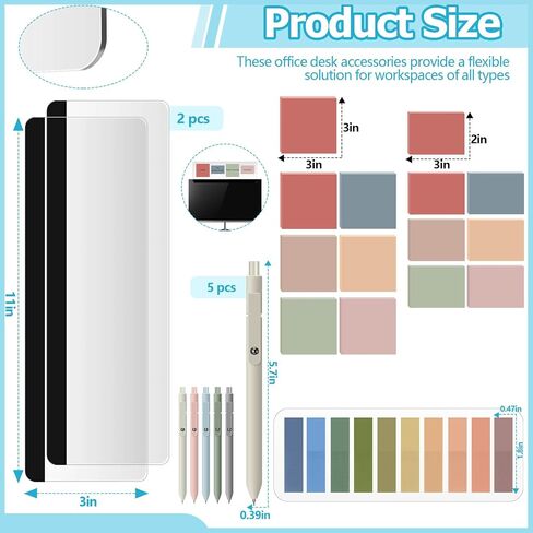 20 Pcs Office Desk Accessories Include 2 Pcs Monitor Memo Board Computer Message Board Sticky Note Holder 12 Pads Sticky Notes in 2 Sizes 5 Pcs 0.5mm Gel Pens Black Ink Pens Office Supplies in Saudi Arabia