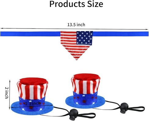 Vehomy 4Pcs Independence Day Bearded Dragon Costume 4th of July Bearded Dragon Hats Lizard Bandanas Lizard Uncle Sam Hat American Flag Hat Lizard Flag Bandana Scarf for Hamster Leopard Gecko in Saudi Arabia