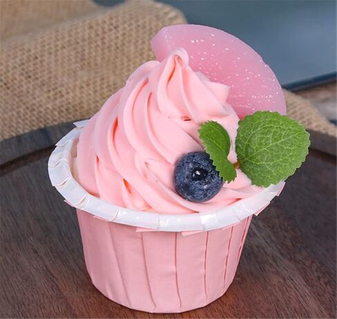 4 قطع نموذج كب كيك صناعي واقعي نموذج كعكة مزيف دعائم للتصوير الفوتوغرافي (وردي) in Kuwait