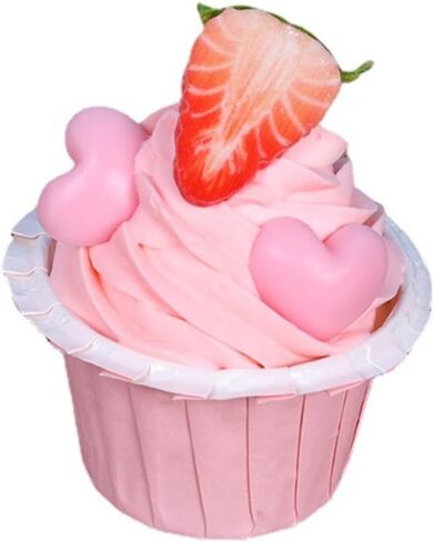 4 قطع نموذج كب كيك صناعي واقعي نموذج كعكة مزيف دعائم للتصوير الفوتوغرافي (وردي) in Kuwait