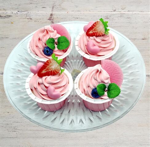 4 قطع نموذج كب كيك صناعي واقعي نموذج كعكة مزيف دعائم للتصوير الفوتوغرافي (وردي) in Kuwait