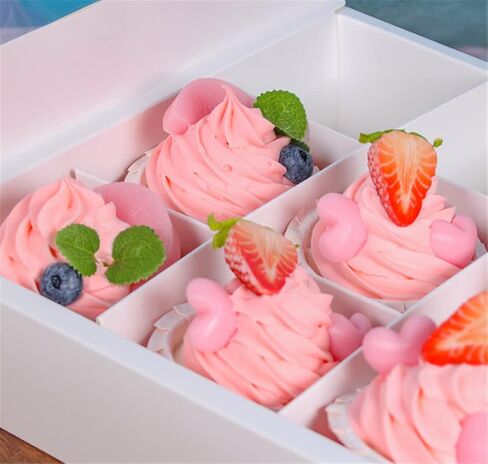 4 قطع نموذج كب كيك صناعي واقعي نموذج كعكة مزيف دعائم للتصوير الفوتوغرافي (وردي) in Kuwait