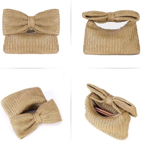 Straw Clutch Purse for Women, Bow Woven Beach Bag, Summer Evening Purse Vacation Handbag Tote Purse in Saudi Arabia