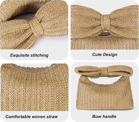 Straw Clutch Purse for Women, Bow Woven Beach Bag, Summer Evening Purse Vacation Handbag Tote Purse in Saudi Arabia