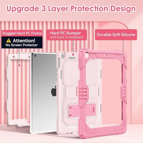 Case for ipad 9th/ 8th/ 7th Generation Case 10.2 Inch (2021/2020/2019), Slim Shockproof Rugged Protective Case for iPad 10.2 Case Built-in Multi Angle Viewing Kickstand, Bk+AlpineGreen in Kuwait