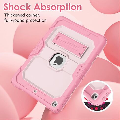 Case for ipad 9th/ 8th/ 7th Generation Case 10.2 Inch (2021/2020/2019), Slim Shockproof Rugged Protective Case for iPad 10.2 Case Built-in Multi Angle Viewing Kickstand, Bk+AlpineGreen in Kuwait