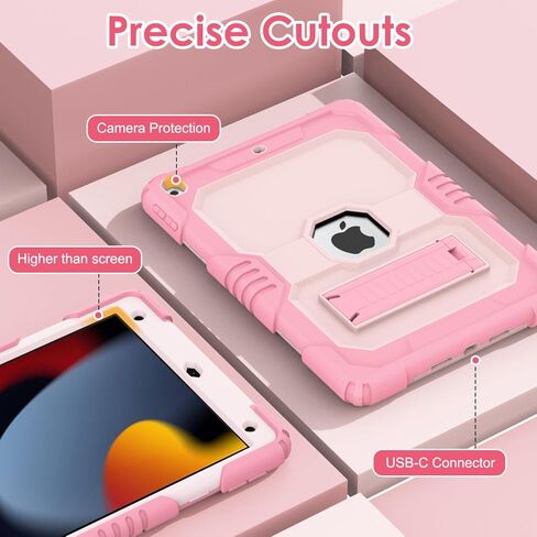 Case for ipad 9th/ 8th/ 7th Generation Case 10.2 Inch (2021/2020/2019), Slim Shockproof Rugged Protective Case for iPad 10.2 Case Built-in Multi Angle Viewing Kickstand, Bk+AlpineGreen in Kuwait