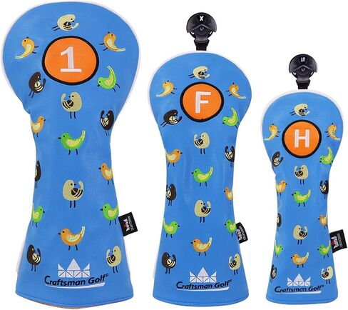 Craftsman Golf Birdie Birds Blue Driver Fairway Wood Hybrid Mallet Blade Putter Cover Headcover in Saudi Arabia
