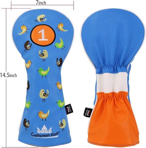 Craftsman Golf Birdie Birds Blue Driver Fairway Wood Hybrid Mallet Blade Putter Cover Headcover in Saudi Arabia