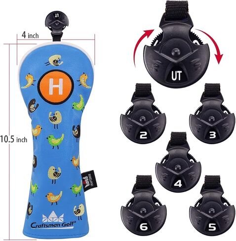 Craftsman Golf Birdie Birds Blue Driver Fairway Wood Hybrid Mallet Blade Putter Cover Headcover in Saudi Arabia