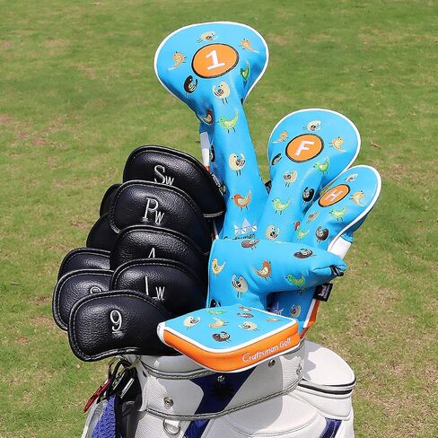 Craftsman Golf Birdie Birds Blue Driver Fairway Wood Hybrid Mallet Blade Putter Cover Headcover in Saudi Arabia
