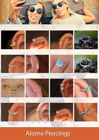حلقة ثقب أنف صغيرة رفيعة مملوءة بالذهب عيار 14 قيراط - حلقة أنف ثقبية 2 مم - حلقة أنف رفيعة جدًا مقاس 24 حلقات أنف صغيرة مثقوبة in Saudi Arabia