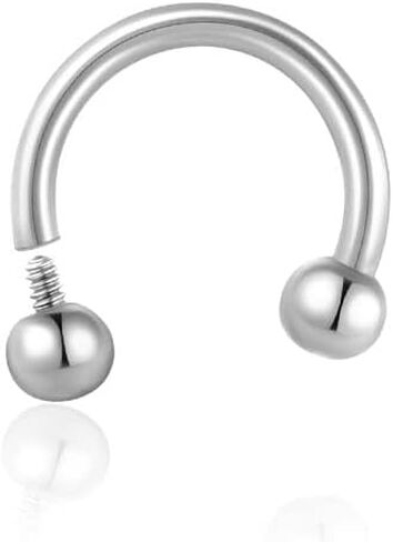 16G Titanium Internally Threaded Horseshoe Septum Ring,Silver Horseshoe Ring for Nose Lip Ring Cartilage Helix Daith Tragus Rook Conch Earring Body Piercing Jewelry for Men Women (8mm, Silver) in Saudi Arabia
