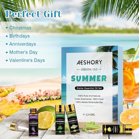 Summer Essential Oils Set - Fragrance Oil for Diffuser, Humidifier, Aromatherapy, Candle Making - in Saudi Arabia