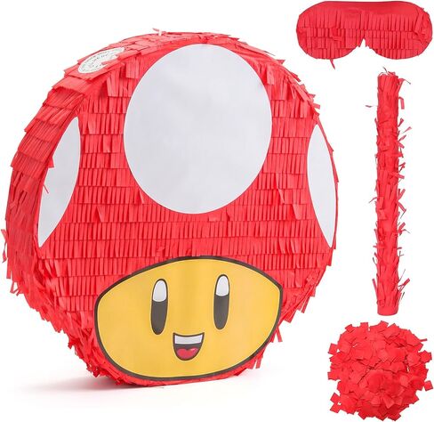 زينة عيد ميلاد كبيرة على شكل فطر - 14 * 13.7 بوصة سلسلة سحب لطيفة مع معصوب العينين، مضرب وحشو للأطفال الأولاد والبنات والحفلات وحفلات استقبال المولود الجديد، ديكورات أنشطة الكرنفال in Kuwait