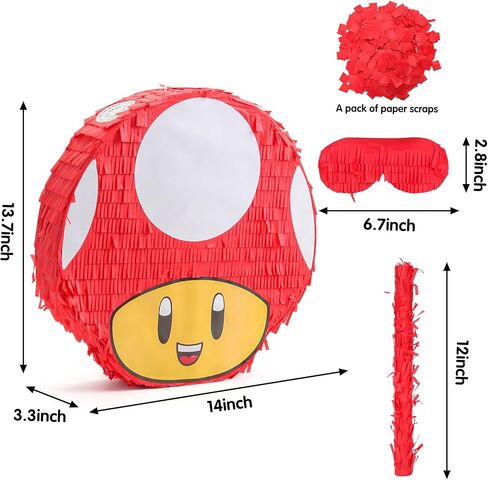 زينة عيد ميلاد كبيرة على شكل فطر - 14 * 13.7 بوصة سلسلة سحب لطيفة مع معصوب العينين، مضرب وحشو للأطفال الأولاد والبنات والحفلات وحفلات استقبال المولود الجديد، ديكورات أنشطة الكرنفال in Kuwait