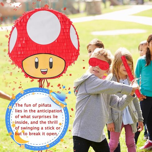 زينة عيد ميلاد كبيرة على شكل فطر - 14 * 13.7 بوصة سلسلة سحب لطيفة مع معصوب العينين، مضرب وحشو للأطفال الأولاد والبنات والحفلات وحفلات استقبال المولود الجديد، ديكورات أنشطة الكرنفال in Kuwait