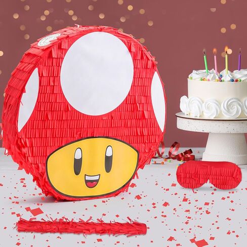 زينة عيد ميلاد كبيرة على شكل فطر - 14 * 13.7 بوصة سلسلة سحب لطيفة مع معصوب العينين، مضرب وحشو للأطفال الأولاد والبنات والحفلات وحفلات استقبال المولود الجديد، ديكورات أنشطة الكرنفال in Kuwait