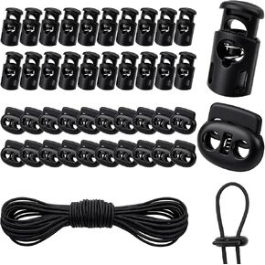 41 PCS Cord Locks Set - 20 PCS Sing-Hole Spring Toggle Stopper, 20 PCS Double-Hole Spring Cords Lock with 33ft Elastic Heavy Stretch Round Bungee Cord for Drawstring Shoelaces Pants Backpack Luggage in Saudi Arabia