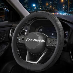 Steering Wheel Cover for Nissan Rogue Altima Sentra Frontier Pathfinder Versa Kicks Maxima Murano, D-Shaped, Standard Size 14.5-15", Black in Saudi Arabia
