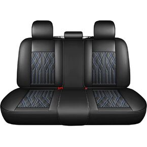 Huidasource Rear Seat Covers, Waterproof Leather Split Bench Back Seat Cover, Vehicle Seat Cushion Cover Protector Universal Fit for Most Cars Sedan Pickup Truck SUV (Back Row/Black&Blue) in Saudi Arabia