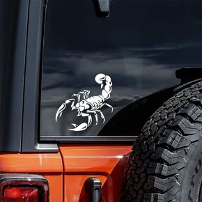 Scorpion Vinyl Decal - 5.5"x5.5" Car Sticker for Motorcycle, Car, Helmet - Edgy Tribal Waterproof Emblem | #AZ13 (White) in Saudi Arabia