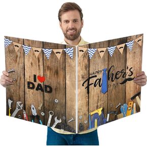 Blosssound Jumbo Father's Day Card 25 x 16 Inch Giant Guest Book Large Happy Father's Day Greeting Card Big Custom Gifts from Son Daughter Wife for Dad Holiday Party Decorations in Kuwait