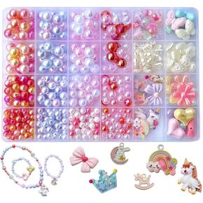 Hanyoung 520pc Mermaid Themed Beads Jewelry Making Kit - Blue Purple Acrylic Round Beads, Mermaid Tail & Seashell Charms, DIY Bracelet Necklace Craft Supplies, Ocean Plastic Beading Set (Blue Ocean) in Saudi Arabia