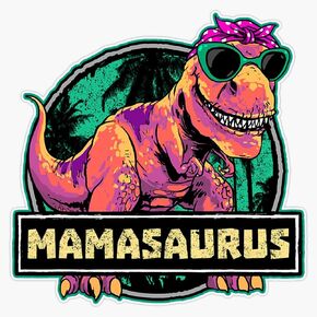 Mamasaurus T Rex Mama Saurus Dinosaur Womens Mother Mom Gift Family Love 5" Magnetic Bumper Sticker in Saudi Arabia