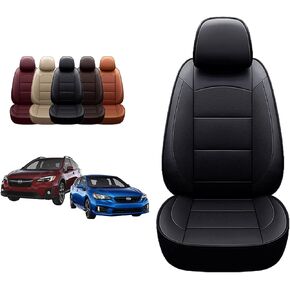 OASIS AUTO Custom Fit Seat Covers Compatible with Subaru Impreza (2012-2016) & Crosstrek (2013-2017) - Waterproof Faux Leather Full Set, Car Interior Accessories (Black) in Saudi Arabia