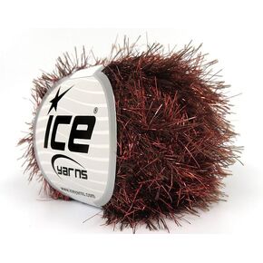 Brown, Copper Eyelash Dazzle 50gr - Ice Yarns Sparkly Metallic Eyelash Yarn, Polyester, Metallic Lurex 50 Grams (1.76 oz) 55 Meters (60 Yards) in Kuwait