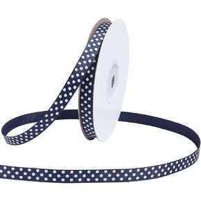 3/8 inch Polka Dot Ribbon Navy Blue and White Grosgrain Ribbon for Gift Wrapping Thin Classic Craft Ribbons for Flower Bouquet Wedding Christmas Decoration 25 Yards in Saudi Arabia
