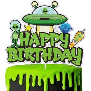 Alien Cake Topper, Alien and UFO Abduction Theme Happy Birthday Cake Decoration, Adorable Alien Party Decoration Supplies for Boys Girls in Saudi Arabia