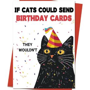 Funny Cat Birthday Card, Cat Mom or Dad Bday Cards for Husband, Wife, Friend, and Every Cats Lover in Saudi Arabia