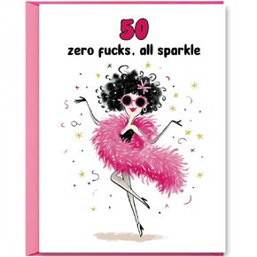 Funny 50th Birthday Card for Women,Humor Birthday Gift for Friend Sister Coworker,50 Bday Gift Idea for Her in Saudi Arabia