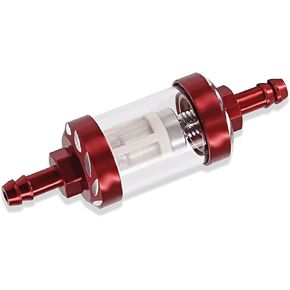 Car Fuel Filter, In-line Tempered Glass Transparent Structure High Efficiency Filter for Small Engine, Alloy CNC Modified Removable and Cleanable Oil Cup, for Most Motorcycles SUVs ATVs (Red) in Saudi Arabia