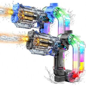 2Pack Electric Water Guns for Adults, 2026 Automatic Water Gun – Revolver with Spinning Cylinder & Muzzle Flash, 900cc Large Water Tank, Colorful LED Lights for Pool/Backyard Battles (Blue & Black) in Saudi Arabia