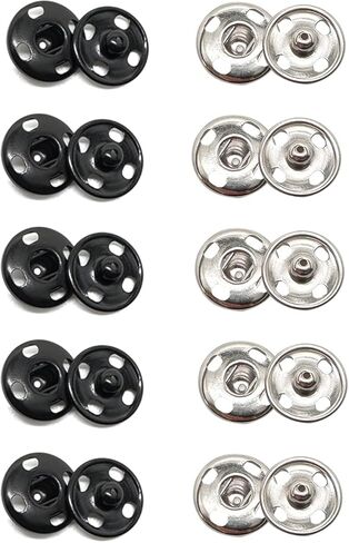 Meikeer 100 Sets Sew‑on Snap Buttons 10mm, Black and Silver Metal Snap Fasteners for Clothing, Bags, Crafts (10mm) in Saudi Arabia