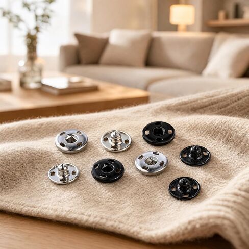 Meikeer 100 Sets Sew‑on Snap Buttons 10mm, Black and Silver Metal Snap Fasteners for Clothing, Bags, Crafts (10mm) in Saudi Arabia