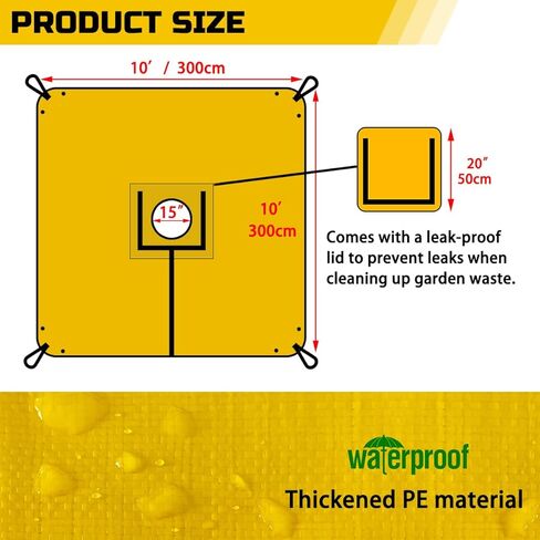 Landscape Tarp for Trimming, 78.7"X78.7" Garden Tree Pruning Tarp with 12 inch Hole, Bush Trimming Tarp with Corner Buckles on Four Corners for Easy Collection of Fallen Leaves in Saudi Arabia