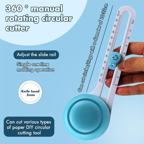 Circle Cutter for Crafts, Cuts 4" - 12.5" (4-32cm) Perfect Circles for Scrapbooking, DIY Cards & Home Decor, Fits Paper, Cardstock & Foam, Comes with 3 Replacement Blades in Saudi Arabia