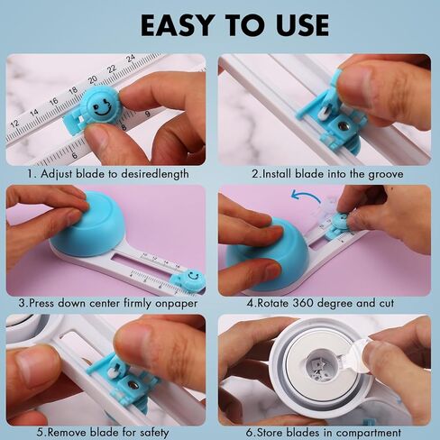 Circle Cutter for Crafts, Cuts 4" - 12.5" (4-32cm) Perfect Circles for Scrapbooking, DIY Cards & Home Decor, Fits Paper, Cardstock & Foam, Comes with 3 Replacement Blades in Saudi Arabia