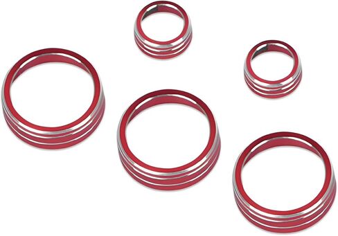 5 PCS Knob Rings Trim, Custom for Volkswagen Atlas Jetta Taos Tiguan Golf Car Interior Accessories Knob Cover Trim, Aluminum Alloy Volume AC Button Covers Anti-Slip Auto Decoration (Red) in Saudi Arabia
