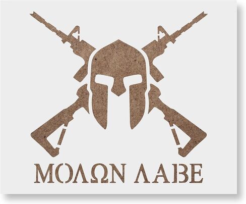 Molon Labe Stencil - Spartan Stencil - رسم ملون قابل لإعادة الاستخدام واستنسل قالب عسكري - خيارات الحجم - قالب تصميم قابل للانحناء مصنوع يدويًا (10x8) in Kuwait