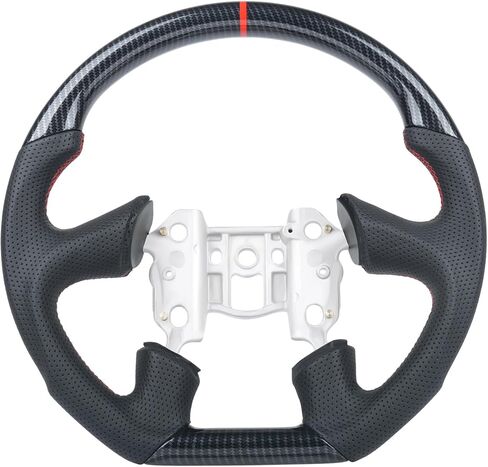 عجلة قيادة بنمط ألياف الكربون لسيارة Chevy Corvette C6 2006-2011 Z06 Grand Sport ZR1، خياطة زرقاء مخططة باللون الأزرق، قاعدة مسطحة عالية اللمعان للغمس المائي، مقبض داخلي بديل أكثر سمكًا in Kuwait