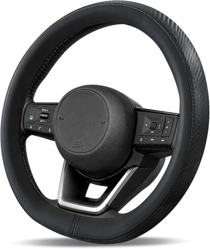 Steering Wheel Cover for Nissan Rogue Altima Sentra Frontier Pathfinder Versa Kicks Maxima Murano, D-Shaped, Standard Size 14.5-15", Black in Saudi Arabia