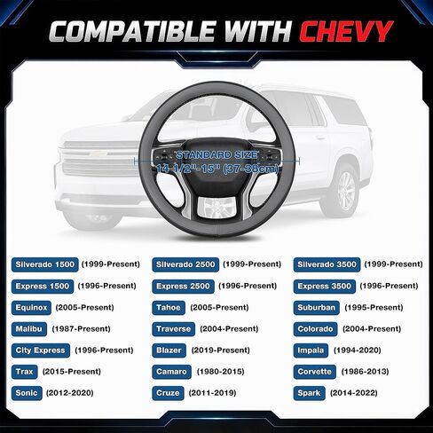 Steering Wheel Cover for Chevy Silverado Express Equinox Tahoe Suburban Malibu Traverse Colorado, Standard Size 14.5-15", Gray in Saudi Arabia