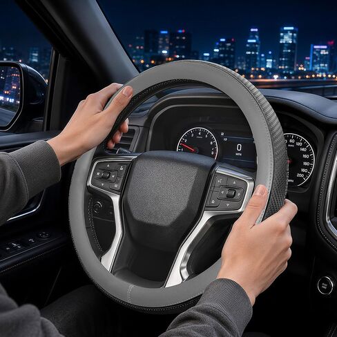 Steering Wheel Cover for Chevy Silverado Express Equinox Tahoe Suburban Malibu Traverse Colorado, Standard Size 14.5-15", Gray in Saudi Arabia